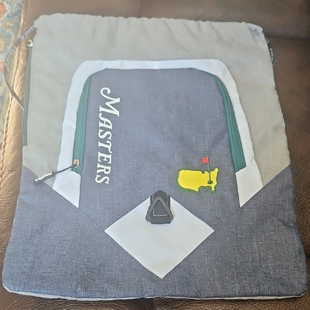 Masters Men's Gray and White Backpack with Green Accents